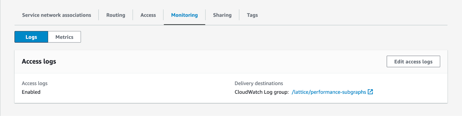 Amazon VPC Lattice access logs